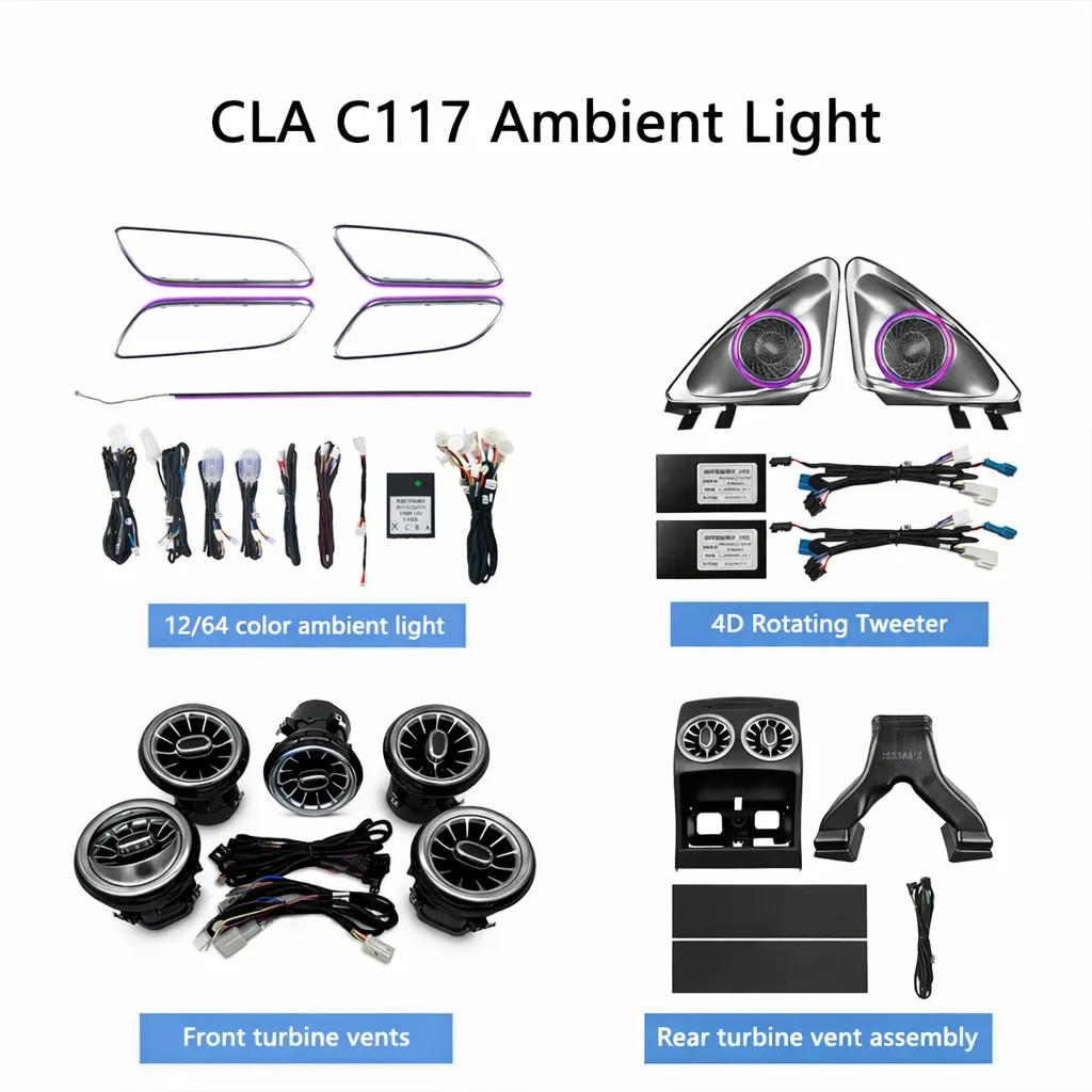 طقم إضاءة محيطية داخلية كاملة لمرسيدس CLA C117 / X117 (2013–2019)