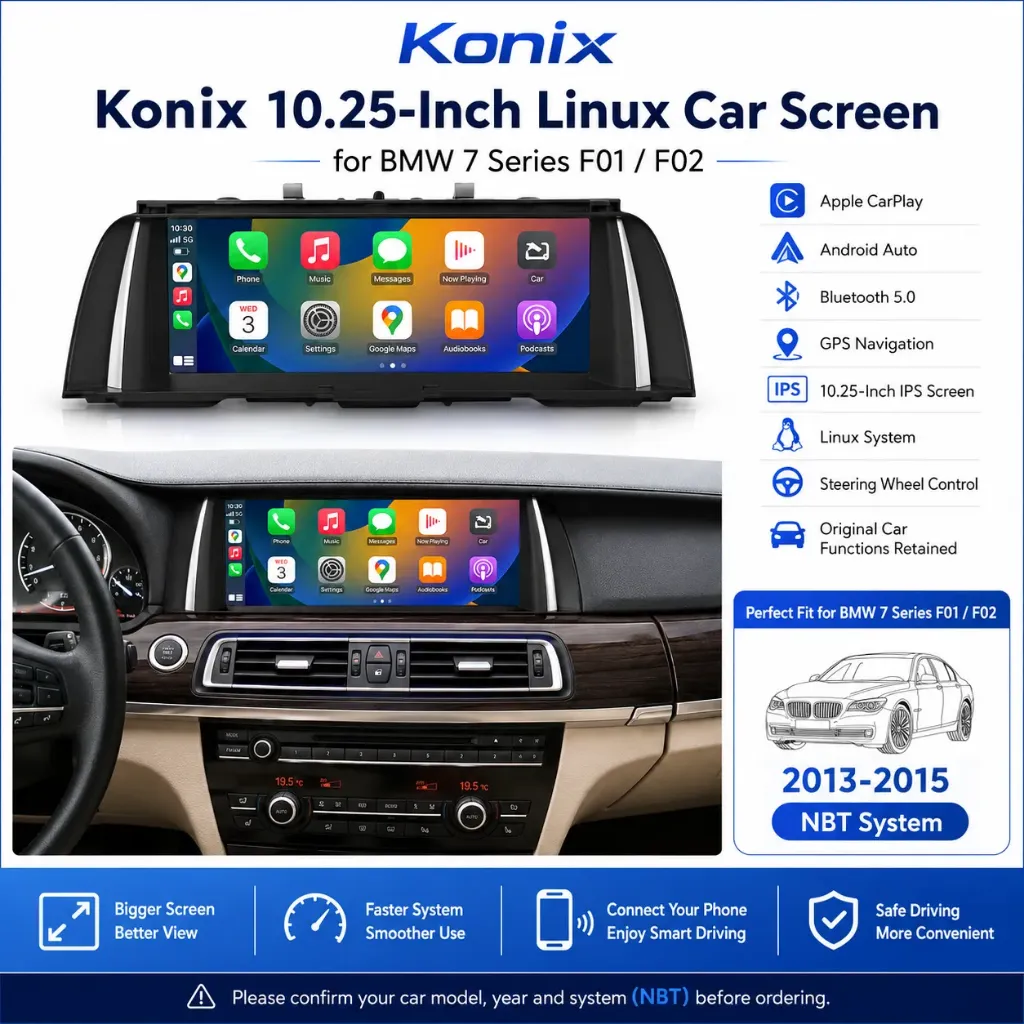 Konix شاشة 10.25 بوصة Linux لسيارة BMW الفئة 7 F01/F02 (2013-2015) – نظام NBT