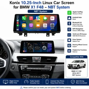Konix شاشة 10.25 بوصة Linux لسيارة BMW X1 F48 (2016-2017) – نظام NBT