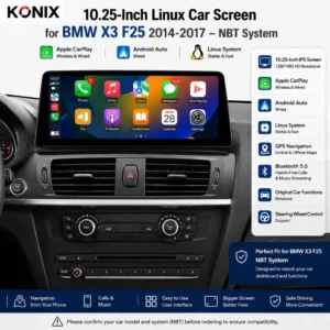Konix شاشة 10.25 بوصة Linux لسيارة BMW X3 F25 (2014-2017) – نظام NBT