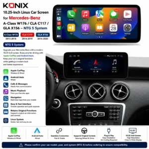 Konix شاشة 10.25 بوصة Linux لمرسيدس A-Class W176 / CLA C117 / GLA X156 – نظام NTG 4.5