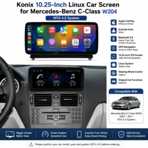 Konix شاشة 10.25 بوصة Linux لمرسيدس C-Class W204 (2007-2011) – نظام NTG